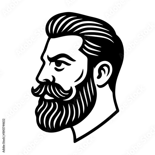 Contemplative Bearded Face illustration vector