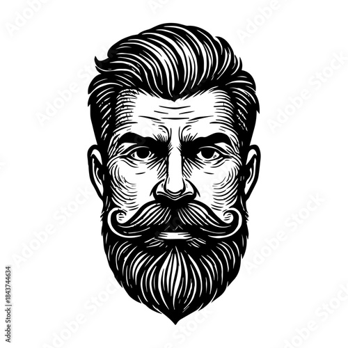 Stylized Retro Barber Portrait illustration vector