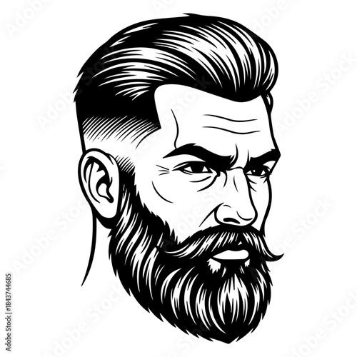 Modern Groomed Male Head illustration vector