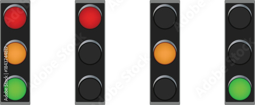 Traffic Light Signal States Vector Illustration Set
