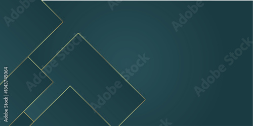 Maroon green abstract background with square design and sparkling gold lines. Background concept with empty space for presentation design. Vekto EPS. 5