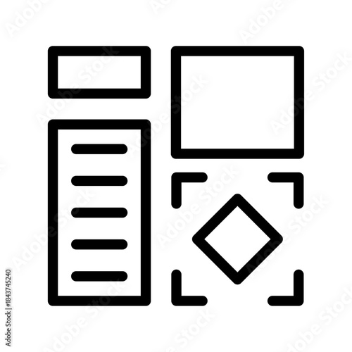 Layout arrange icon vector isolated on background. Trendy graphic symbol. Editable stroke in minimalistic outline style. Symbol for design. Webpage Glyph Icon Vector Illustration.