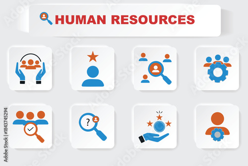 Comprehensive Human Resources Icons Set for Modern Recruitment and Business Management Strategies