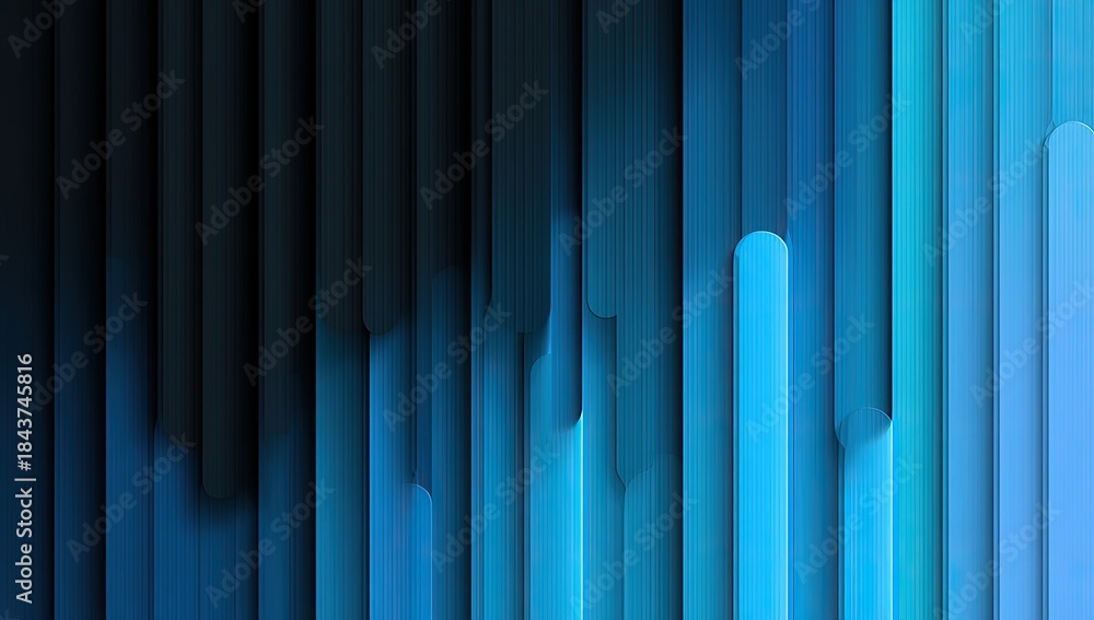 Fototapeta premium Vertical abstract design with layered blue gradients. Shading and shapes creating a simple design