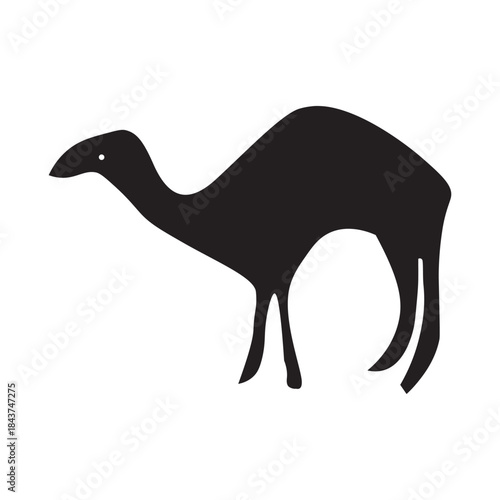 Camel Silhouette Icon Isolated on White Background