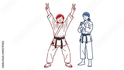 Young Martial Artists Performing a Karate Technique in a Fitness Studio