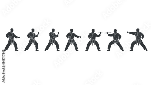 Dynamic Martial Arts Karate Student Performing High Kick Technique