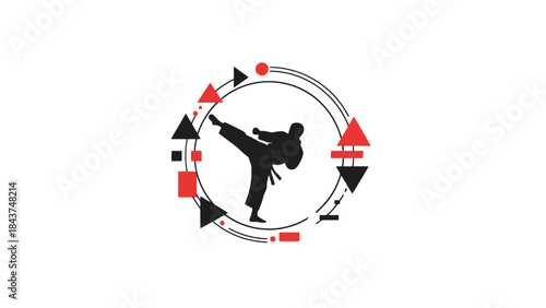 Dynamic Martial Arts Warrior Performing Kick in Action