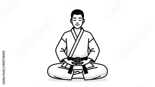 Young Man Practicing Meditation in a Peaceful Environment