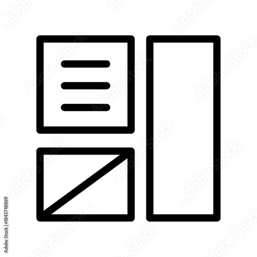 Layout arrange icon vector isolated on background. Trendy graphic symbol. Editable stroke in minimalistic outline style. Symbol for design. Webpage Glyph Icon Vector Illustration.