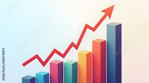 Vector illustration of colorful stacked bar chart with arrow growth Free Download Vector illustration of colorful stacked bar chart with arrow growth - GFXLoad
