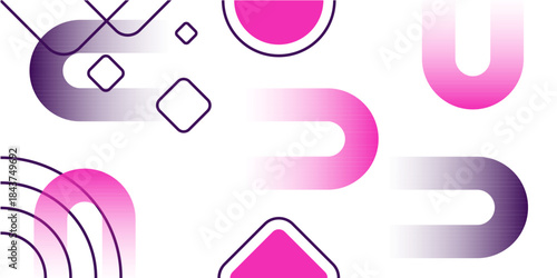Modern Abstract Background with Gradient Geometric Shapes in Pink and Purple - Digital Design Template for Web and Presentation