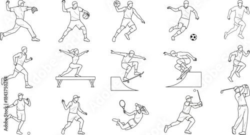 A big bundle of sportsmen olympics world championship  – Multi‑Sport Athletes in Action: Baseball, Soccer and more editable vector