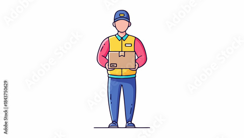 vector illustration of a delivery courier holding a package