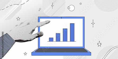 Analyzing data with a laptop a visual representation of growth and technology