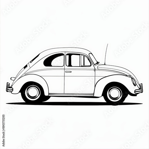 Minimalist classic car line illustration