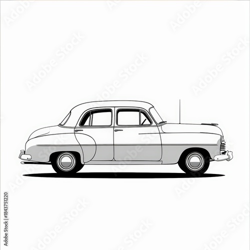 Minimalist classic car line illustration