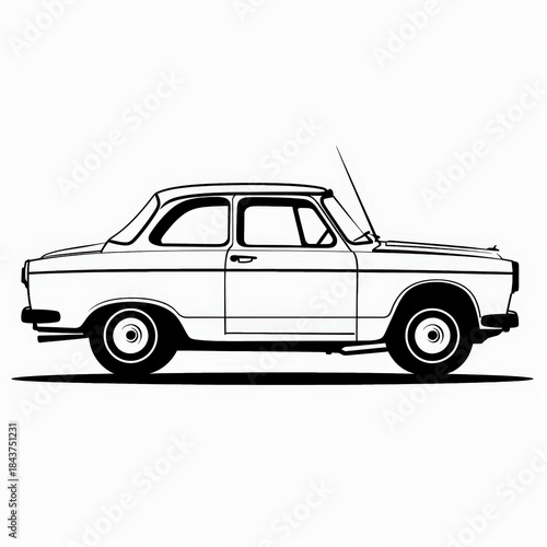 Minimalist classic car line illustration