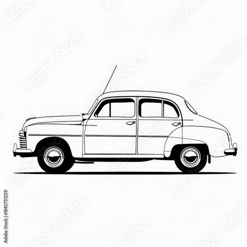Minimalist classic car line illustration