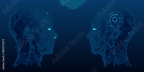 Digital human heads a futuristic concept of technology and artificial intelligence