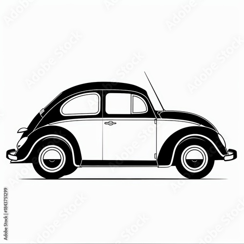 Minimalist classic car line illustration