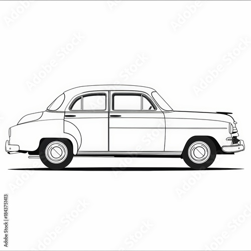 Minimalist classic car line illustration