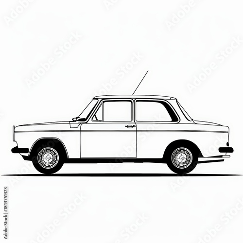 Minimalist classic car line illustration