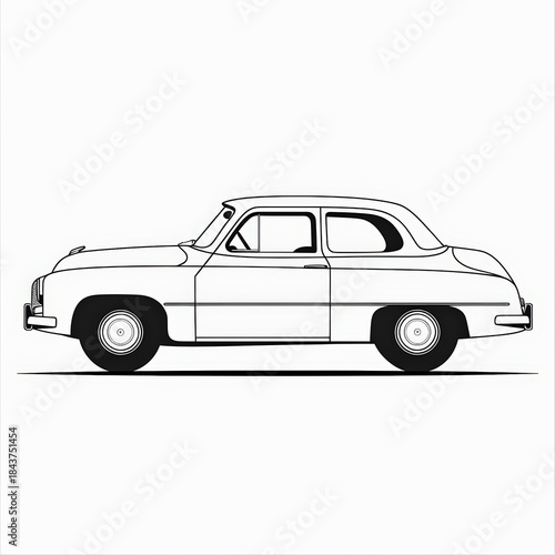 Minimalist classic car line illustration