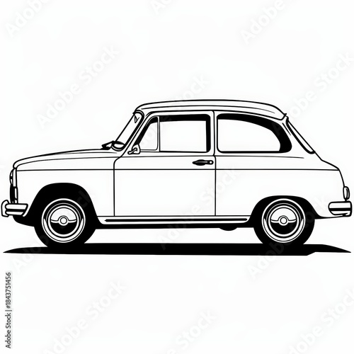 Minimalist classic car line illustration