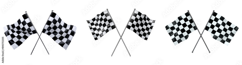 Fototapeta premium Checkered racing flags for motorsport competition, finish line and speed isolated on transparent background
