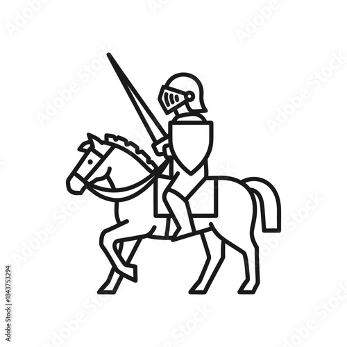 Knight on horseback with spear and shield medieval warrior.