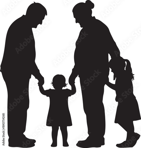 Happy Family Silhouette with Parents and Children
Parents and Kids Playing Together – Family Concept Silhouette
Loving Family Bonding Moment in Silhouette Style