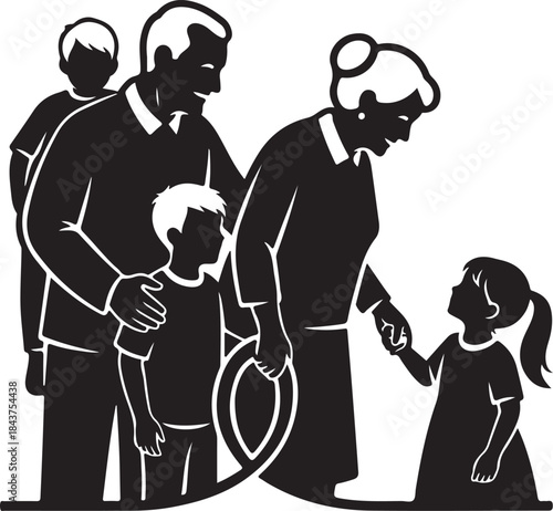 Happy Family Silhouette with Parents and Children
Parents and Kids Playing Together – Family Concept Silhouette
Loving Family Bonding Moment in Silhouette Style