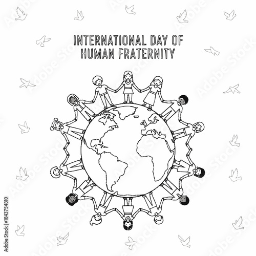 outline vector international day of human fraternity