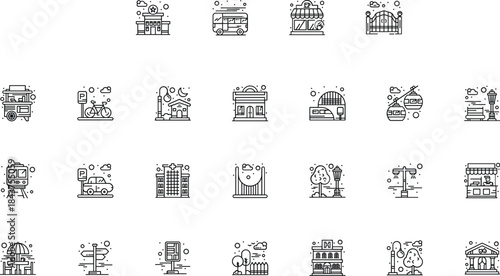 Simple black line icons for sustainability and science vector