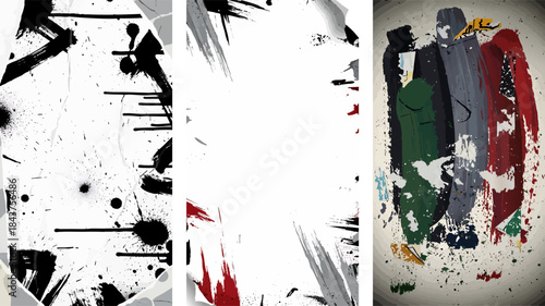 Abstract art collage featuring bold colors and textures