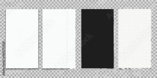 Four rectangular paper sheets with varied patterns and colors displayed