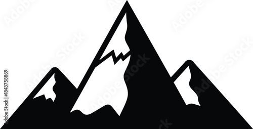 Black silhouette of a mountain range with three peaks