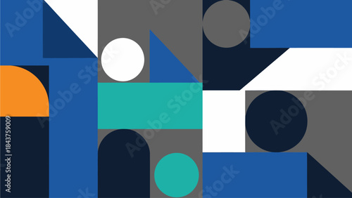 Vibrant abstract geometric background blending diverse shapes and colors into a modern, dynamic composition, perfect for contemporary digital design and creative projects