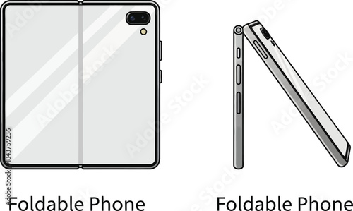Foldable Phone Multiple Views Vector