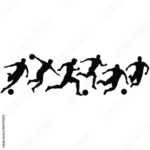 Silhouette progression of a soccer player demonstrating kicking motions