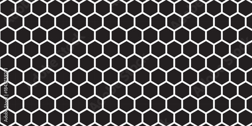 Honeycomb mosaic hexagons background. Black honeycomb on a white background. Plain hexagon grid with bold cells. Hexagon cells. EPS vector illustration