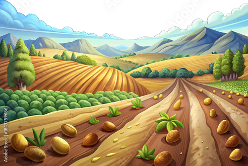 Georgia peanut farmland features sandy soil, low-growing crops, wide open fields, and structured farming layouts supporting large-scale legume production