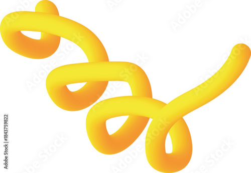 Vibrant Yellow Smooth Coil Curving Playfully Against White Backdrop