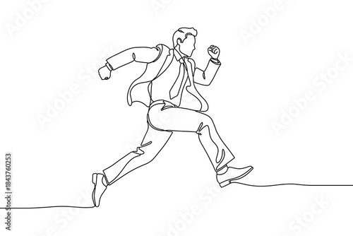 one continuous line of business man running.single line of man in suit running.chasing business target.
