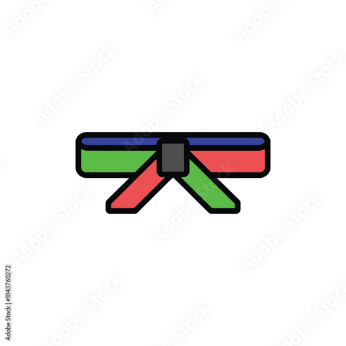 Colorful martial arts belt with black trim a simple illustrative design