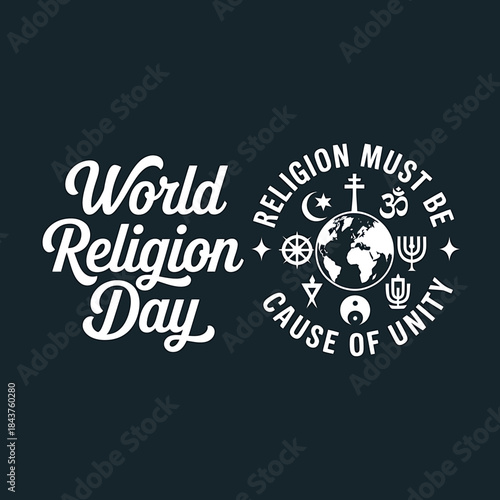 World religion day design promoting unity and interfaith harmony among diverse global beliefs