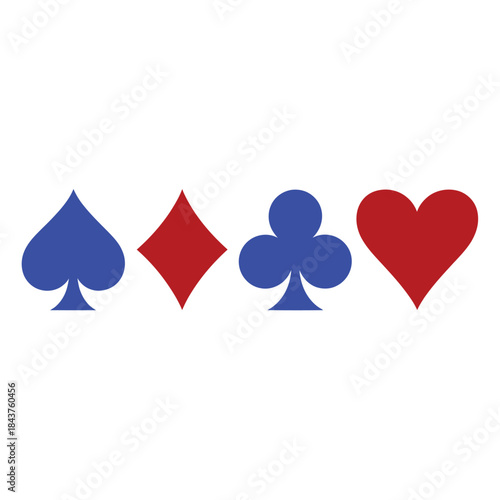 A simple arrangement of four playing card suits against a white background