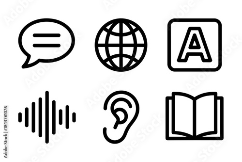 Communication, Language, and Learning A Set of Education and Expression Icons