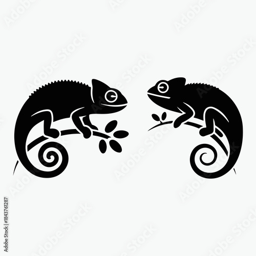 Chameleons perched Vector icon
